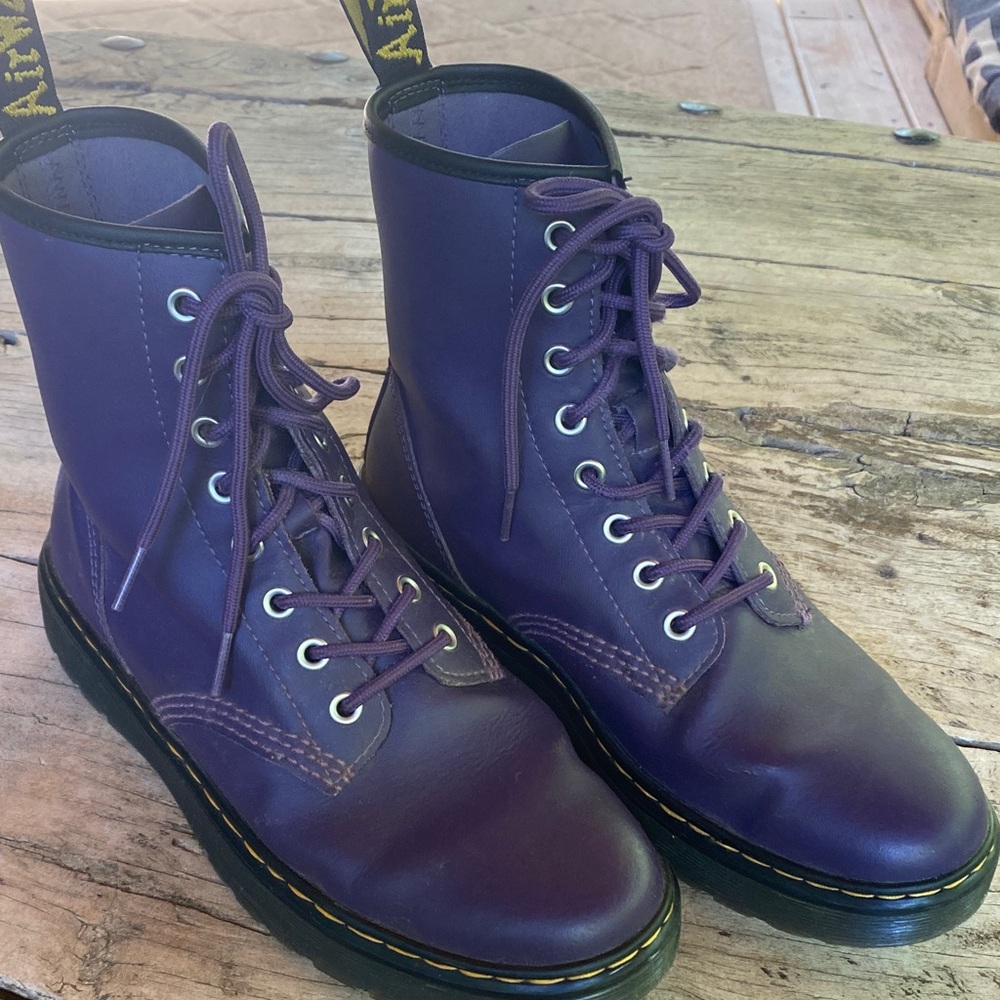 Dr. Martens Women's Purple 8-Eye Lace-Up Leather Boots